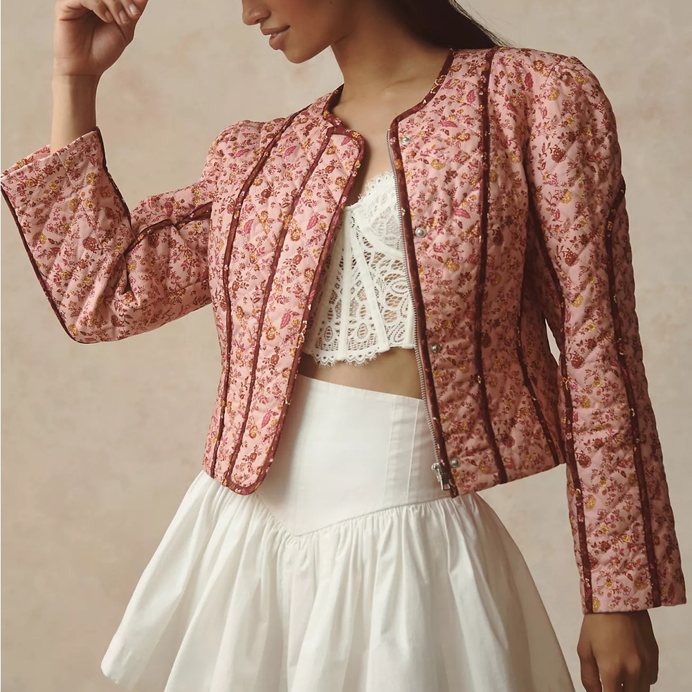 Anthropologie Pink Quilted Blazer